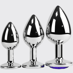 Silver 3-piece set|Jeweled Anal Plug|Prostate Massage