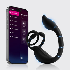 Dual Vibrating Penis Ring Stimulator with Mini Bullet, APP Remote Control Anal Plug Prostate Massager Penis Ring Male Vibrator for Men, Adult Couple Erotic Sex Toys