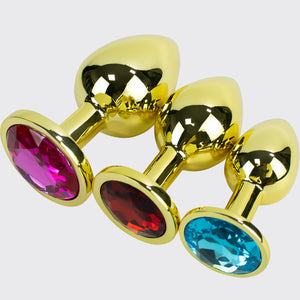 GOLDEN 3-PIECE SET|Jeweled Anal Plug|Prostate Massage