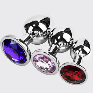 Silver 3-piece set|Jeweled Anal Plug|Prostate Massage