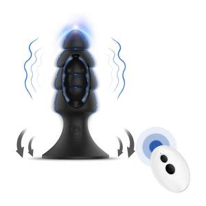 Anal Vibrator for Men Prostate Massager - Anal Sex Toys Anal Beads with Remote Control, 10 Modes Vibrating Anal Butt Plug Male Vibrators with Suction Cup, Christmas Tree Design, Quiet, Black