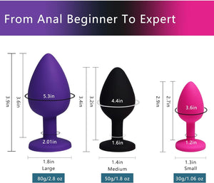 Silicone Trainer Beginner Anal Plugs - Xtoy King Anal Butt Plugs Trainer Kit, Adult Sex Toys for Prostate Massage, 3 Pcs Anal Plug Training Set for Beginner Advanced Users