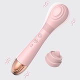 Powerful Vibrator for Women, 2 in 1 Vibrator Wand Massager with Tongue Licking Clitoral Stimulator & 12 Vibration Modes, Bendable Head Adult Sex Toy for Couples, Pink