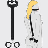 BDSM Bondage Restraints Kit with Comfortable and Durable Ball gags Choker and Adjustable HandcuffsNeck to Wrist Restraints kit,Slave SM Sex Toy Black
