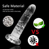 Realistic Dildo G Spot Stimulator, Crystal Clear Anal Dildos Xtoy King Soft Fake Penis Adult Sex Toys with Suction Cup Dildo for Women G-Spot Stimulation Deep Throat Training