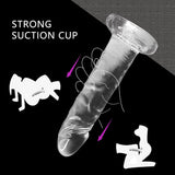 Realistic Dildo G Spot Stimulator, Crystal Clear Anal Dildos Xtoy King Soft Fake Penis Adult Sex Toys with Suction Cup Dildo for Women G-Spot Stimulation Deep Throat Training