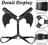 Xtoy King Lingerie for Women Sexy Naughty Chest Bra and Bandage Exotic Underwear,PU leather,Sleepwear with Demon Wings Black