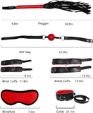 Bondage Restraints BDSM Sex Toys for Women, 10 Pcs Bondage Gear & Accessories, XTOY.US Fetish Bed Restraints for Couples and Adult (Red)