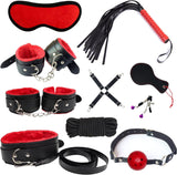 Bondage Restraints BDSM Sex Toys for Women, 10 Pcs Bondage Gear & Accessories, XTOY.US Fetish Bed Restraints for Couples and Adult (Red)