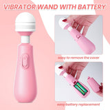 Mini Wand Vibrator Sex Toy for Women, G Spot Couples Vibrator Wand Massager with Battery & Flexible Head, Handheld Clitoral Vibrators for Nipple Clit Anal Stimulation, Quiet and Gentle