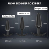 Anal Plug Trainer Kit - Silicone Butt Plug Anal Sex Toys with 3 Different Sizes for Adult Sex Toys & Games, Flared Base Prostate Massage Anal Toy for Beginners Advanced, Black