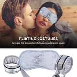 Bondage Sex Restraints BDSM Toys - Lace Eye Mask Blindfold and Bondage Handcuffs Set with Adjustable Velcro & Ribbon for Couples Adult Game Bedroom Fetish