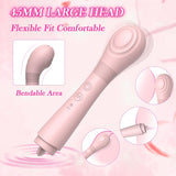 Powerful Vibrator for Women, 2 in 1 Vibrator Wand Massager with Tongue Licking Clitoral Stimulator & 12 Vibration Modes, Bendable Head Adult Sex Toy for Couples, Pink