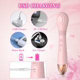 Powerful Vibrator for Women, 2 in 1 Vibrator Wand Massager with Tongue Licking Clitoral Stimulator & 12 Vibration Modes, Bendable Head Adult Sex Toy for Couples, Pink